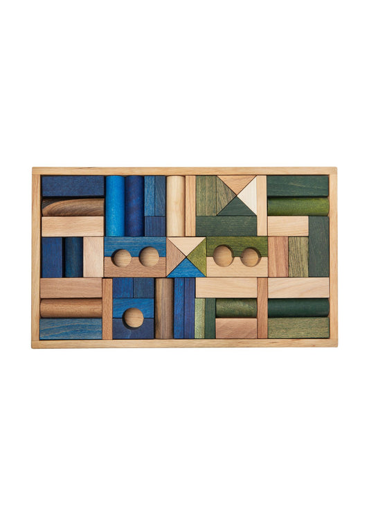 Blocs aux tons froids dans un plateau 54 pièces