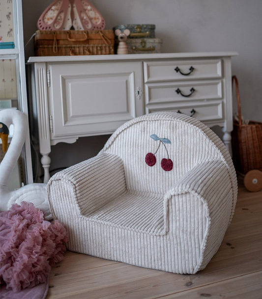 Chaise pour enfant en velours côtelé avec cerise
