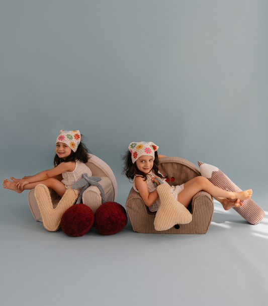 Chaise en velours côtelé pour tout-petit - Fraise