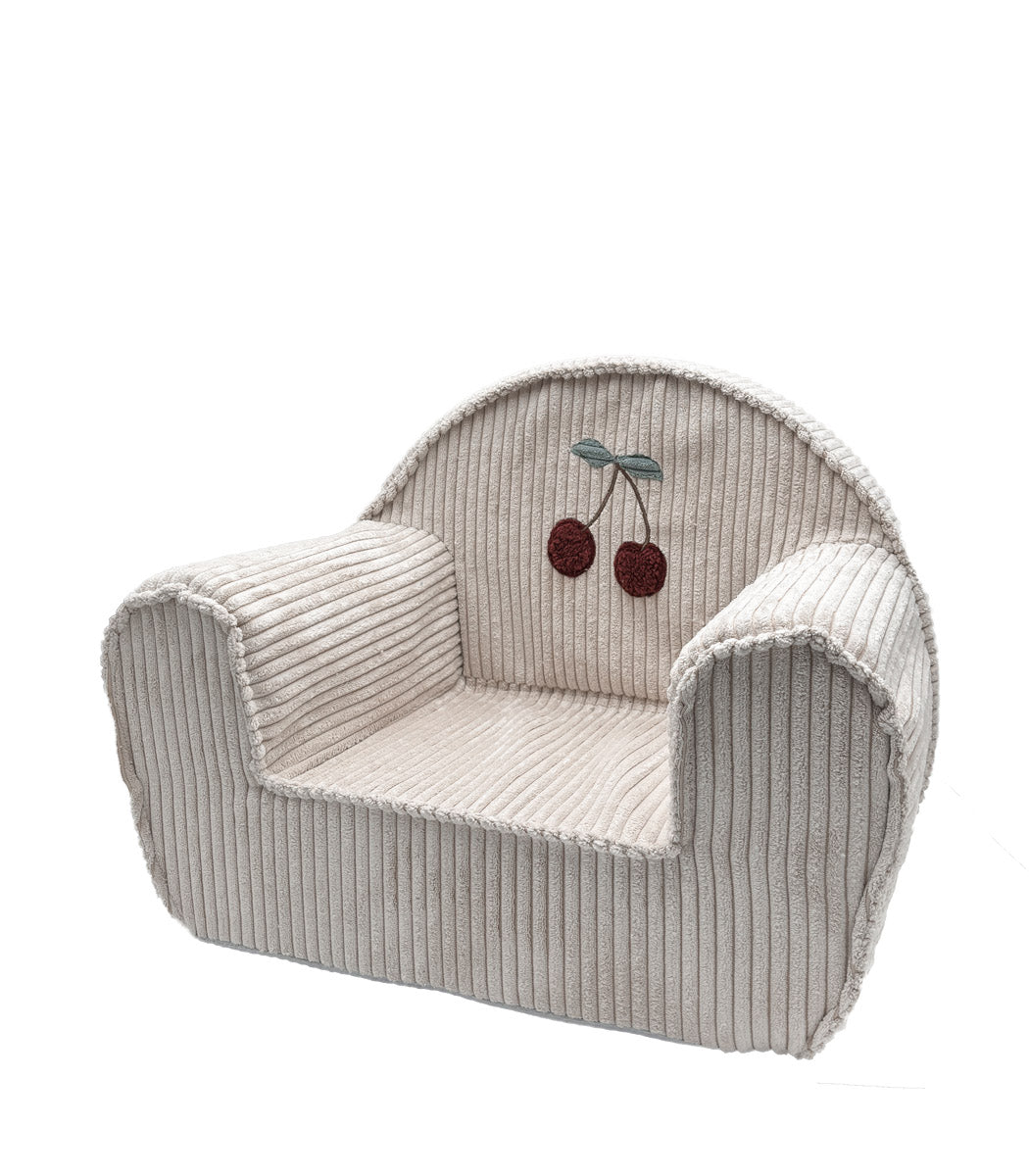 Chaise pour enfant en velours côtelé avec cerise