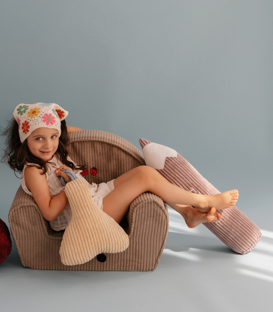 Chaise en velours côtelé pour tout-petit - Fraise